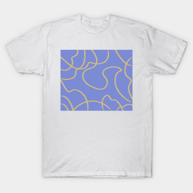 Line Art: Gold on Blue T-Shirt by DanielleGensler